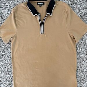 Express Camel Polo with Black Contrast Collar